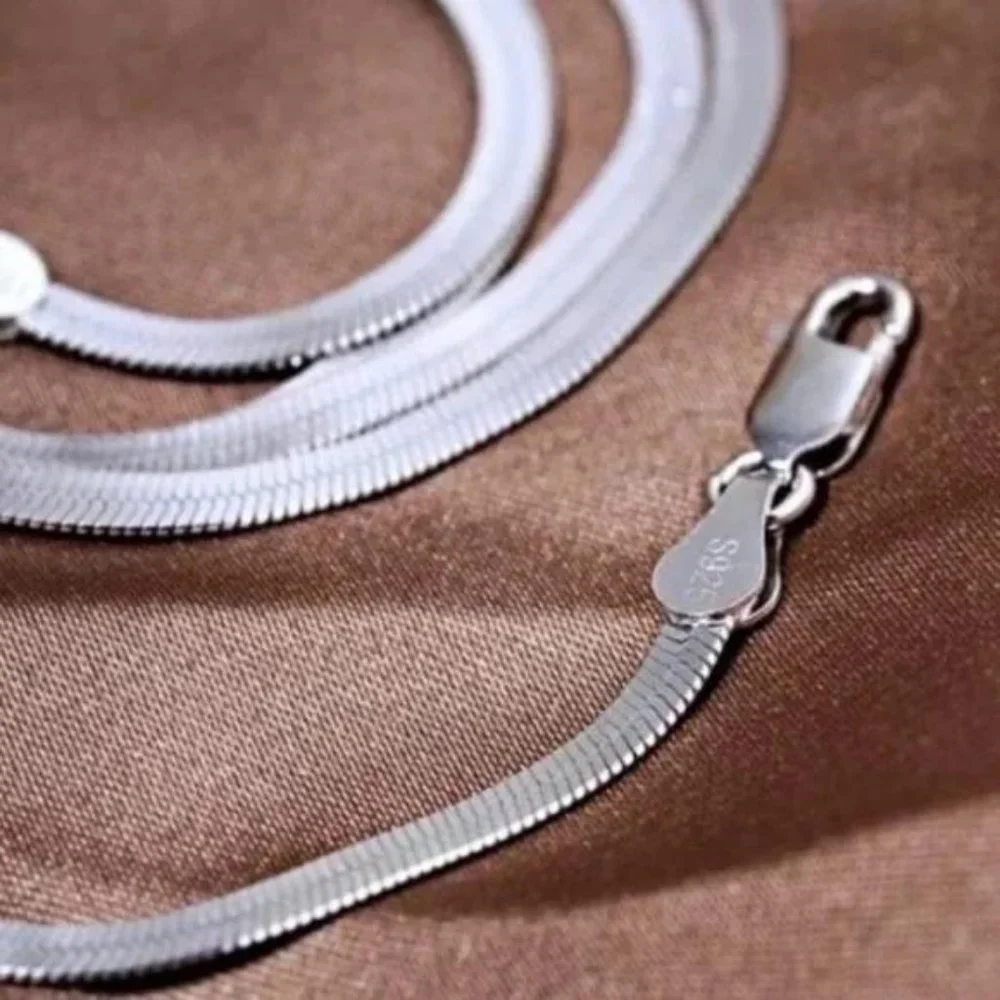 NEW “20” 925 STERLING SILVER SNAKE FLATE NECKLACE - Picture 7 of 7